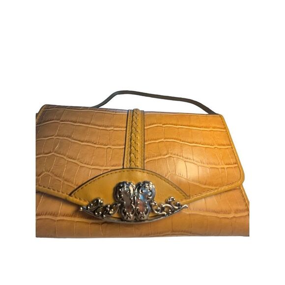 Bueno Tan Crossbody Wallet Purse Shoulder Bag Butterfly Embossed Gator Croc 2in1 - Picture 2 of 11